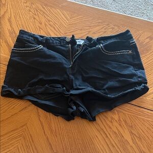 YMI Black Denim Shorts with Contrast Stitching